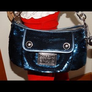 Coach Blue Seguin Poppy Hand Bag D1069-15381